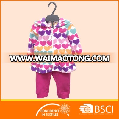 winter infant hearts print baby clothing set newborn