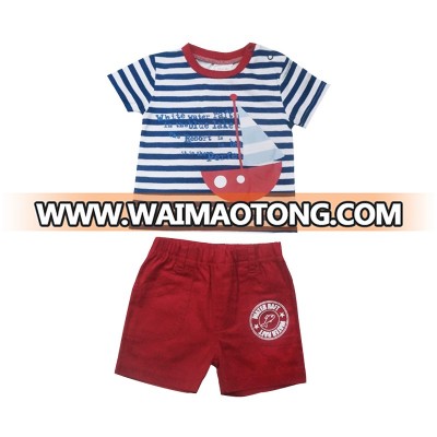 Baby Boy Summer Navy Stripe T Shirt& Red Short Clothing Set